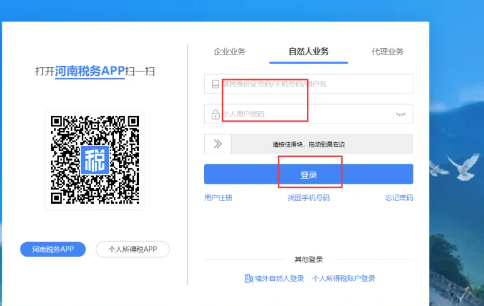 河南稅務用“自然人業(yè)務”登錄